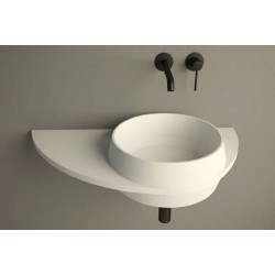 Νιπτήρας επίτοιχος 70x35x14 3.0 με 1 γούρνα χωρίς κολώνα χωρίς οπή  από solid surface, χρώμα: Λευκό επιφάνεια: Ματ Επίτοιχοι