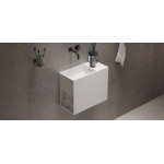 Washbasin Wall-mounted 45x22x38 no pedestal With 1 bowl Without hole material: Solid Surface, color: White surface: Matt Wall-mounted