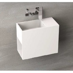 Washbasin Wall-mounted 45x22x38 no pedestal With 1 bowl Without hole material: Solid Surface, color: White surface: Matt Wall-mounted