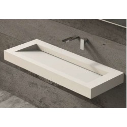 Washbasin Wall-mounted 120x46x10 B10 no pedestal With 1 bowl Without hole material: Solid Surface, color: White surface: Matt Wall-mounted