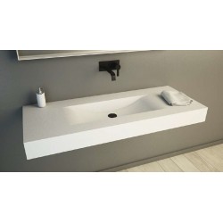 Νιπτήρας επίτοιχος 120x48x11 120 με 1 γούρνα χωρίς κολώνα χωρίς οπή  από solid surface, χρώμα: Λευκό επιφάνεια: Ματ Επίτοιχοι