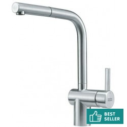 Μπαταρία κουζίνας επικαθήμενη από inox με ντους L-Spout, χρώμα: Χρωμέ επιφάνεια: Βουρτσισμένη