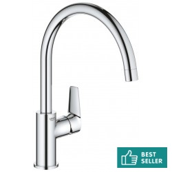 Μπαταρία κουζίνας επικαθήμενη από ορείχαλκο  C-Spout 33,2cm, 11,5lt/min, χρώμα: Χρωμέ επιφάνεια: Γυαλιστερή