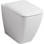 Floor standing toilet & toilet seat soft closing, style: Wrapover back to wall Rimless vertical outlet 56x35,5 surface: Glossy, color: White Floor standing toilet & toilet seat soft closing, style: Wrapover back to wall Rimless vertical outlet 56x35,5 surface: Glossy, color: White