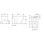 Floor standing close-coupled toilet & flushing cistern & toilet seat soft closing, style: Wrapover horizontal outlet p Rimless Simple 63,5x37,5 surface: Glossy, color: White Floor standing close-coupled Floor standing close-coupled toilet & flushing cistern & toilet seat soft closing, style: Wrapover horizontal outlet p Rimless Simple 63,5x37,5 surface: Glossy, color: White Floor standing close-coupled