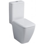 Floor standing close-coupled toilet & flushing cistern & toilet seat soft closing, style: Wrapover horizontal outlet p Rimless Simple 63,5x37,5 surface: Glossy, color: White Floor standing close-coupled Floor standing close-coupled toilet & flushing cistern & toilet seat soft closing, style: Wrapover horizontal outlet p Rimless Simple 63,5x37,5 surface: Glossy, color: White Floor standing close-coupled