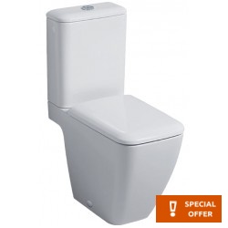 Floor standing close-coupled toilet & flushing cistern & toilet seat soft closing, style: Wrapover horizontal outlet p Rimless Simple 63,5x37,5 surface: Glossy, color: White Floor standing close-coupled