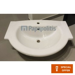 Νιπτήρας ημιένθετος 80x54 από πορσελάνη, χρώμα: Λευκό επιφάνεια: Γυαλιστερή Ημιένθετοι
