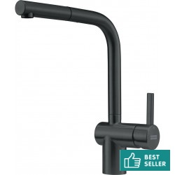 Kitchen tap Deck-mounted material: Inox with shower L-Spout, color: Black surface: Matt