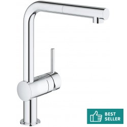 Kitchen tap Deck-mounted material: Brass with shower Long spout, color: Chrome surface: Glossy Deck-mounted