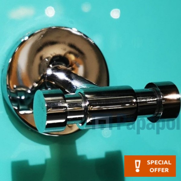 Hook double Flat wall mounted material: Brass, color: Chrome surface: Glossy Hooks