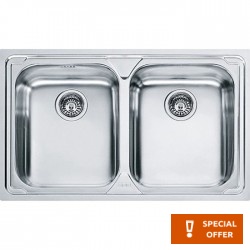 Νεροχύτης ανοξείδωτος 86x50 από inox επιφάνεια: Λεία ματ χωρίς πάγκο ένθετος 2 γούρνες 3", χρώμα: Χρωμέ Ανοξείδωτοι