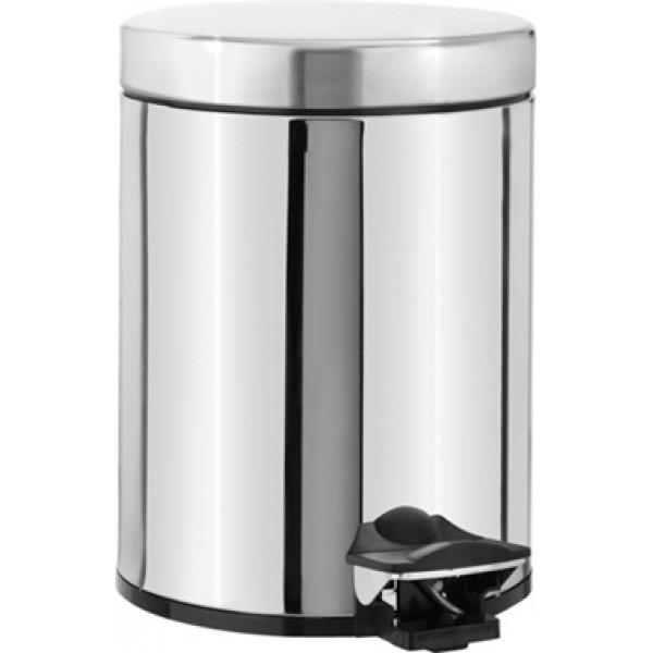 Waste bin material: Brass soft closing 7 lt Closed Floor standing, color: Chrome surface: Glossy Dustbins