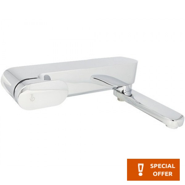 Bathtub tap Wall-mounted exposed material: Brass with hand shower, hose and holder without hand shower, bracket & hose mixer, color: Chrome surface: Glossy Wall-mouned exposed