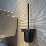 Brush (broom) material: Brass Wall-mounted, color: Black surface: Matt Toilet brush holders