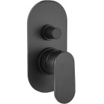 Shower tap Wall-mounted concealed - complete set 2 way material: Brass mixer With plate without hand shower, hose and holder, color: Black surface: Matt Wall-mounted - external part Shower tap Wall-mounted concealed - complete set 2 way material: Brass mixer With plate without hand shower, hose and holder, color: Black surface: Matt Wall-mounted - external part