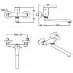 Kitchen tap Wall-mounted material: Brass, color: Chrome surface: Glossy Wall-mounted Kitchen tap Wall-mounted material: Brass, color: Chrome surface: Glossy Wall-mounted