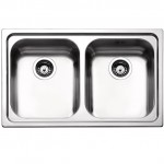 Νεροχύτης ανοξείδωτος 79x50 από inox επιφάνεια: Λεία ματ χωρίς πάγκο ένθετος 2 γούρνες, χρώμα: Χρωμέ Ανοξείδωτοι