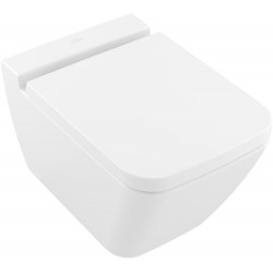 Wall-mounted toilet & toilet seat soft closing, style: Wrapover hidden fixation Rimless DirectFlush 56x37,5 surface: Glossy, color: White Wall-mounted