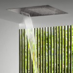 Κεφαλή ντους οροφής 50x50 από inox 2 ροών βροχή ή καταρράκτης, χρώμα: Χρωμέ επιφάνεια: Γυαλιστερή Κεφαλές ντους