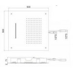 Κεφαλή ντους οροφής 50x50 από inox 2 ροών βροχή ή καταρράκτης, χρώμα: Χρωμέ επιφάνεια: Γυαλιστερή Κεφαλές ντους