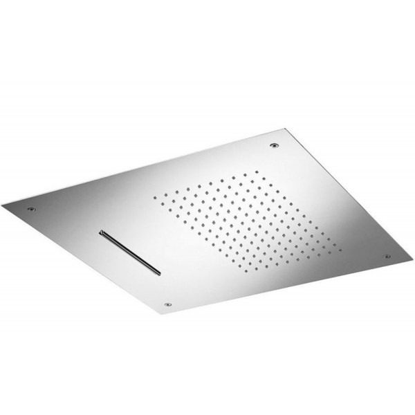 Κεφαλή ντους οροφής 50x50 από inox 2 ροών βροχή ή καταρράκτης, χρώμα: Χρωμέ επιφάνεια: Γυαλιστερή Κεφαλές ντους