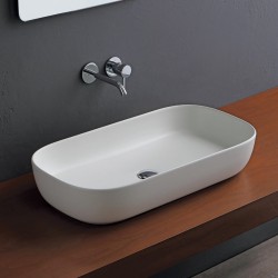 Νιπτήρας ελευθέρας τοποθέτησης 76x39x14 από πορσελάνη χωρίς οπή  χωρίς υπερχείλιση, χρώμα: Λευκό επιφάνεια: Ματ Ελευθέρας τοποθέτησης