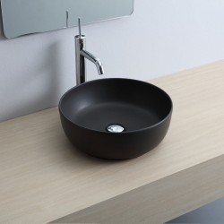 Νιπτήρας ελευθέρας τοποθέτησης 39x39x14 από πορσελάνη χωρίς οπή  χωρίς υπερχείλιση, χρώμα: Μαύρο επιφάνεια: Ματ Ελευθέρας τοποθέτησης