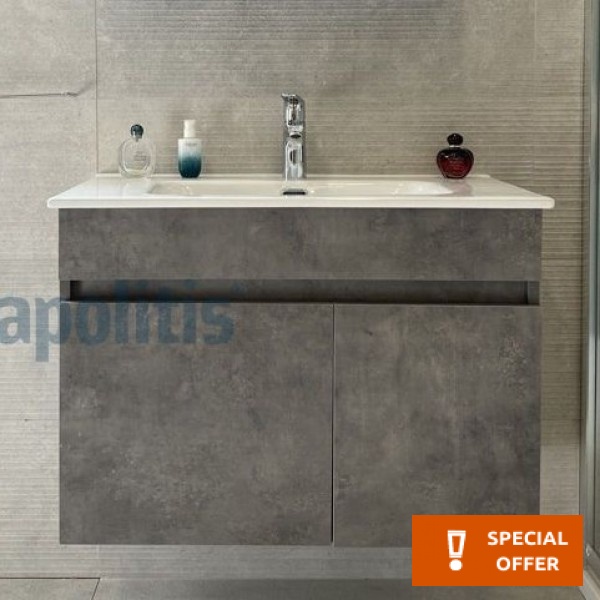 Furniture base without washbasin 79x55x45 material: Wood composite wall mounted, color: Grey Cabinets without wash basin
