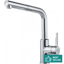 Kitchen tap Deck-mounted material: Brass with shower, color: Chrome surface: Glossy Deck-mounted