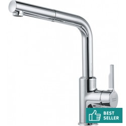 Μπαταρία κουζίνας επικαθήμενη από ορείχαλκο με ντους, χρώμα: Χρωμέ επιφάνεια: Γυαλιστερή Επικαθήμενες