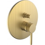 Shower tap Wall-mounted concealed - complete set 2 way material: Brass mixer With plate without hand shower, hose and holder brushed gold, color: Gold surface: Brushed Wall-mounted - external part Shower tap Wall-mounted concealed - complete set 2 way material: Brass mixer With plate without hand shower, hose and holder brushed gold, color: Gold surface: Brushed Wall-mounted - external part
