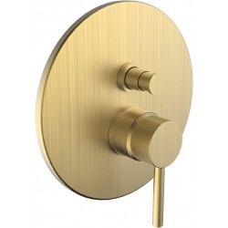Shower tap Wall-mounted concealed - complete set 2 way material: Brass mixer With plate without hand shower, hose and holder brushed gold, color: Gold surface: Brushed Wall-mounted - external part