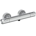 Shower tap Wall-mounted exposed material: Brass thermostatic without hand shower, hose and holder, color: Chrome surface: Glossy Wall-mouned exposed Shower tap Wall-mounted exposed material: Brass thermostatic without hand shower, hose and holder, color: Chrome surface: Glossy Wall-mouned exposed
