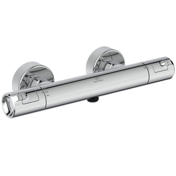 Shower tap Wall-mounted exposed material: Brass thermostatic without hand shower, hose and holder, color: Chrome surface: Glossy Wall-mouned exposed Shower tap Wall-mounted exposed material: Brass thermostatic without hand shower, hose and holder, color: Chrome surface: Glossy Wall-mouned exposed