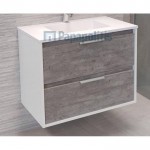 Έπιπλο μπάνιου κομπλέ με νιπτήρα, 80x45,5x60 από solid surface επίτοιχου τύπου, χρώμα: Ξύλο Γκρι Έπιπλα μπάνιου κομπλέ