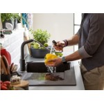 Kitchen tap Deck-mounted material: Brass with shower L - spout, color: Black surface: Matt Deck-mounted