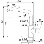 Kitchen tap Deck-mounted material: Brass with shower L - spout, color: Black surface: Matt