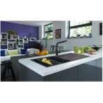 Kitchen tap Deck-mounted material: Brass with shower L - spout, color: Black surface: Matt