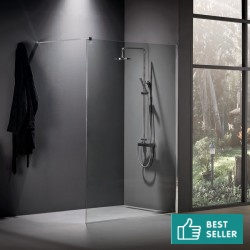 Shower enclosure Linear 80x200 8mm fixed Safe Clean glass surface: Glossy, color: Chrome