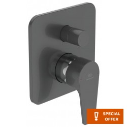 Shower tap Wall-mounted concealed - complete set 2 way material: Brass mixer With plate without hand shower, hose and holder, color: Grey surface: Matt Wall-mounted - external part