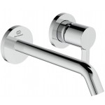 Wash basin tap Wall-mounted - external part 2 holes mixer Without waste, color: Chrome 18cm material: Brass surface: Glossy Wall-mounted - external part Wash basin tap Wall-mounted - external part 2 holes mixer Without waste, color: Chrome 18cm material: Brass surface: Glossy Wall-mounted - external part