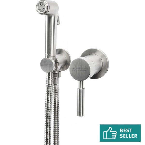 Bidet system Mixing Flush Mix material: Brass, color: Chrome surface: Brushed Wall-mounted bidet hand shower systems