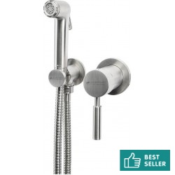 Bidet system Mixing Flush Mix material: Brass, color: Chrome surface: Brushed Wall-mounted bidet hand shower systems