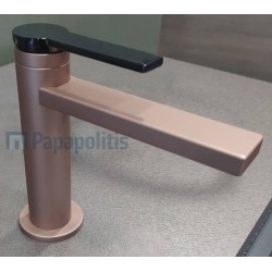 Wash basin tap Deck-mounted material: Brass mixer Without waste Μ size Rame Satin, color: Pink Gold surface: Matt Deck-mounted