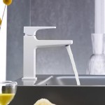 Μπαταρία νιπτήρος επικαθήμενη αναμεικτική από ορείχαλκο με βαλβίδα push-open  110, χρώμα: Λευκό επιφάνεια: Ματ Επικαθήμενες