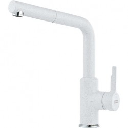 Kitchen tap Deck-mounted material: Brass With Pull-Out Spray 1 jet Polar white, color: White surface: Matt