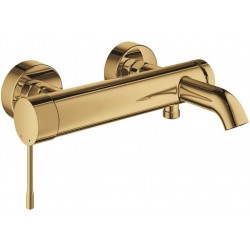 Bathtub tap Wall-mounted exposed material: Brass with hand shower, hose and holder Cool Sunrise mixer, color: Gold surface: Glossy