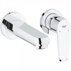 Wash basin tap Wall-mounted - external part 2 holes mixer Without waste, color: Chrome 17,1cm material: Brass surface: Glossy