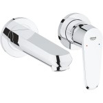 Wash basin tap Wall-mounted - external part 2 holes mixer Without waste, color: Chrome 17,1cm material: Brass surface: Glossy Wall-mounted - external part Wash basin tap Wall-mounted - external part 2 holes mixer Without waste, color: Chrome 17,1cm material: Brass surface: Glossy Wall-mounted - external part